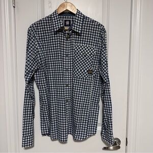 G-Star Raw Men’s XXL Blue White Gingham Button Down Shirt